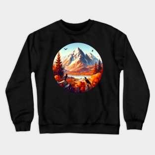 Low Poly Autumn Forest with Mountain Crewneck Sweatshirt